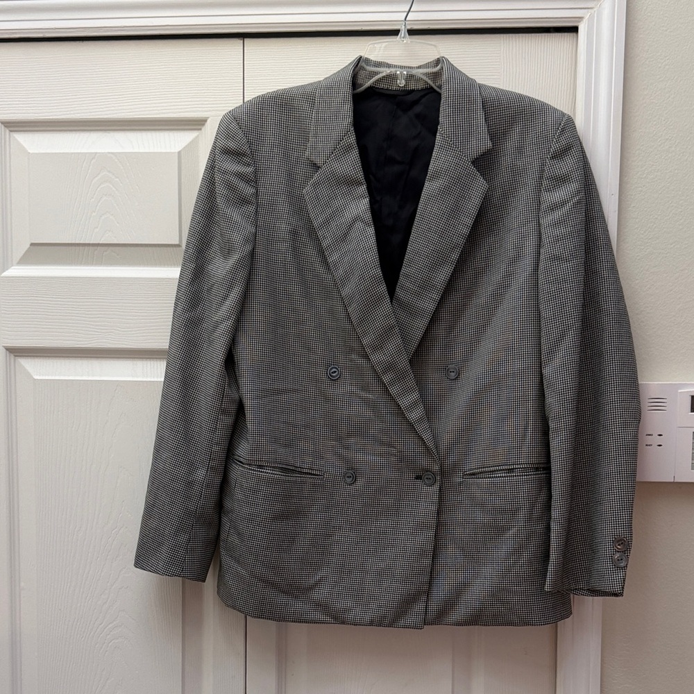 Vintage Wool  Houndstooth Women's Double-Breasted Blazer